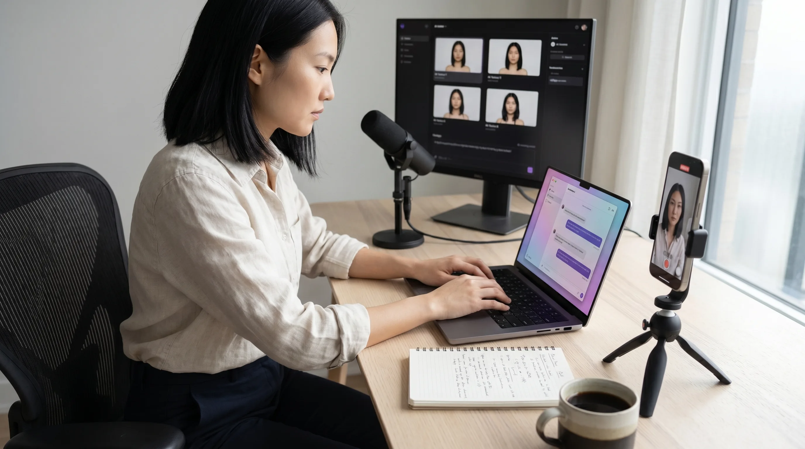 Best-in-class character consistency — the same trained actor across stills, motion video, UGC ads, and on-product compositing (9.5/10 on our 8-shot consistency test, the only vendor in the slate above 7.5/10 across all four formats).