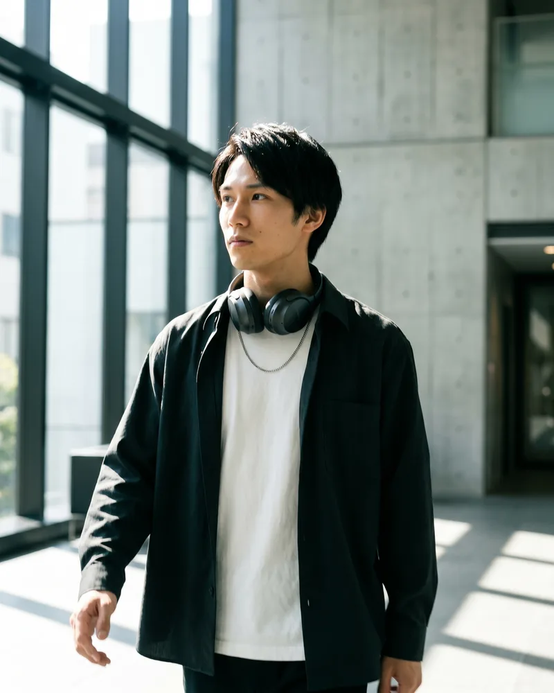 A second reel frame of the same AI influencer persona walking b-roll, identity preserved in motion, rendered by the Playcut Actor Engine